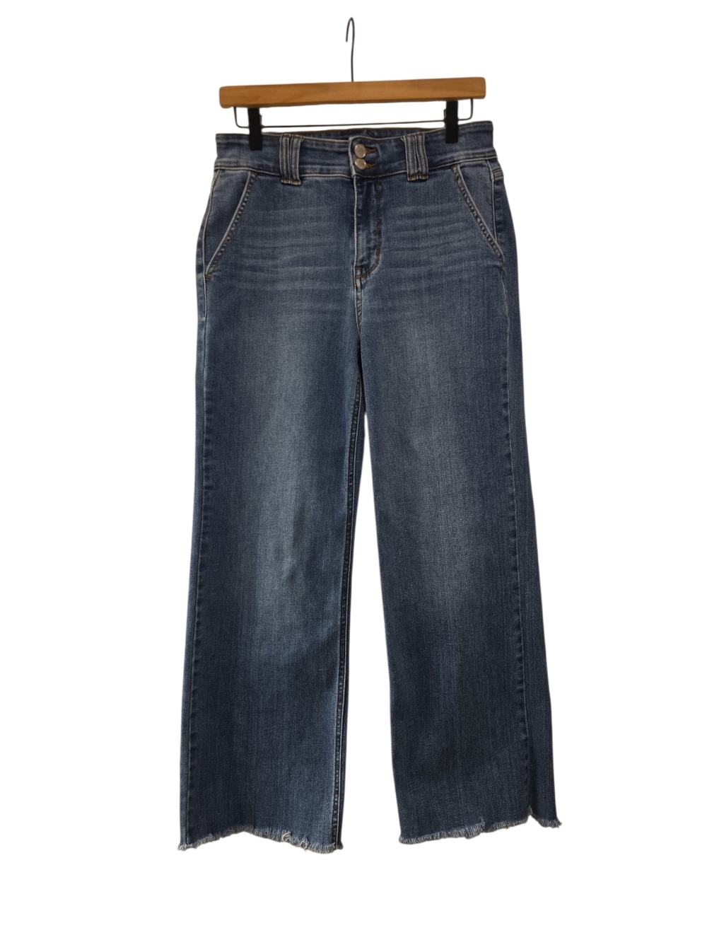 Judy Blue, Wide Leg Jeans, Stretchy, Frayed Hemline, Women's Sz 9/29, L- 38 Inch
